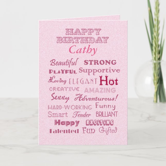 Cathy Happy Birthday Words of Praise Card (Front)