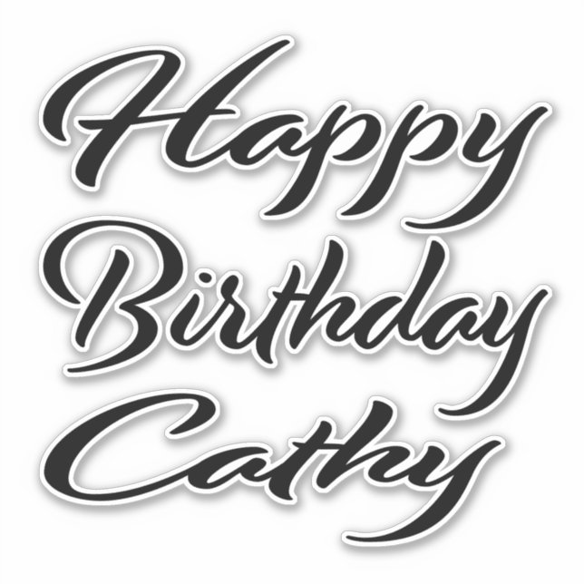 Cathy Name First Name black Sticker Birthday (Front)
