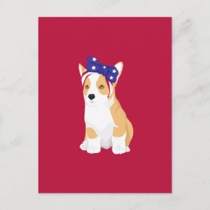 Cathy The Patriotic of American 4th July Corgi Postcard