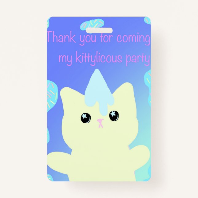 Caticorn  Birthday Favour Bags ID Badge (Front)
