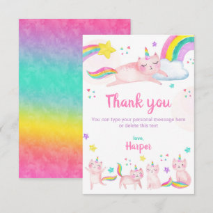 Caticorn Birthday Personalised Thank You Card