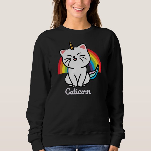 Caticorn Cat Unicorn Rainbow Sweatshirt (Front)