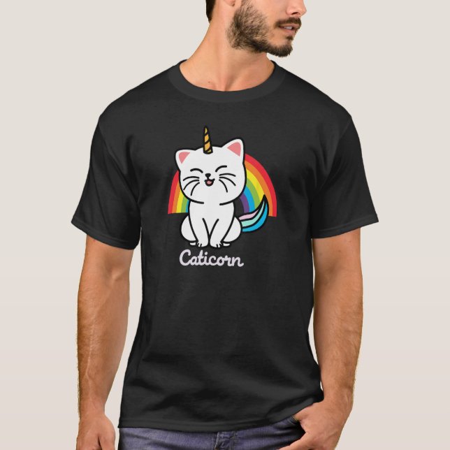 Caticorn Cat Unicorn Rainbow T-Shirt (Front)