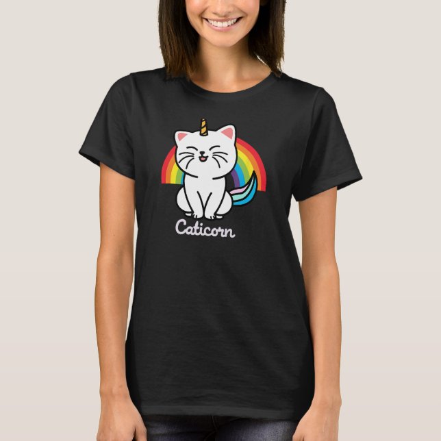 Caticorn Cat Unicorn Rainbow T-Shirt (Front)