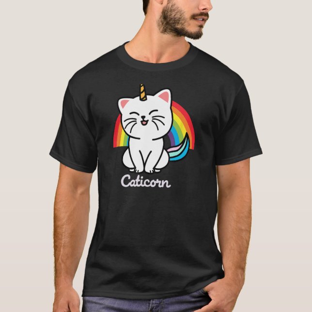 Caticorn Cat Unicorn Rainbow T-Shirt (Front)