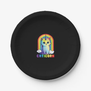 Caticorn cute cat unicorn funny design for Women G Paper Plate