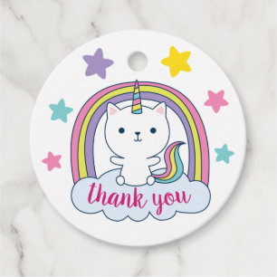 Caticorn Favour Tags White