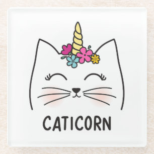 Caticorn Glass Coaster