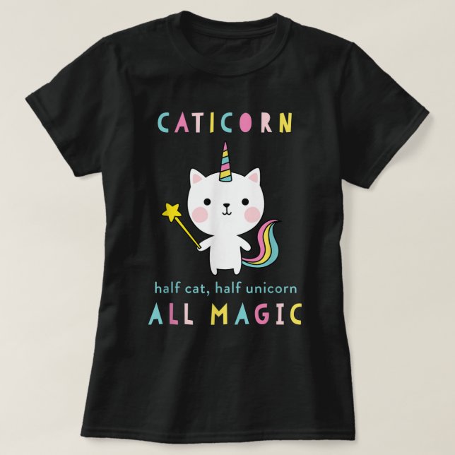 Caticorn Half Cat Unicorn Cute Girls Meowgical The T-Shirt (Design Front)