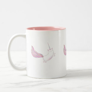 Caticorn in Flight Two-Tone Coffee Mug