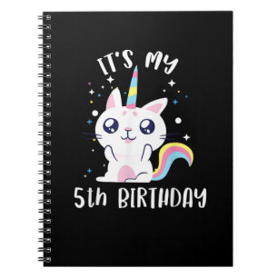 Caticorn Kawaii Cat Unicorn Age 5 T-Shirt Notebook