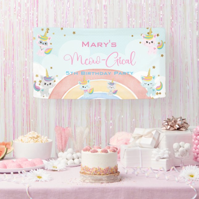 Caticorn Meow-Gical Birthday Banner (Party)