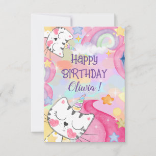 Caticorn Meow-Gical Happy Birthday Greeting Card