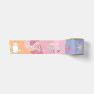 Caticorn Meow-Gical kid Birthday  Satin Ribbon