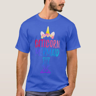 Caticorn Mermaid Funny Cat Unicorn Swimmer Cute T-Shirt