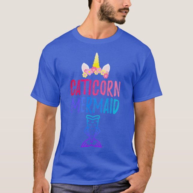 Caticorn Mermaid Funny Cat Unicorn Swimmer Cute T-Shirt (Front)