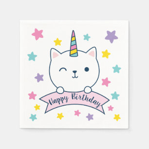 Caticorn Napkins Happy Birthday