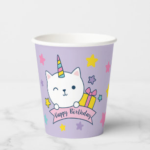 Caticorn Paper Cups Lilac Lavendar