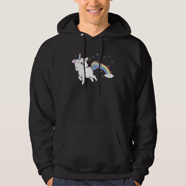 Caticorn Rainbow Unicorn Cat Magical Kitty Legenda Hoodie (Front)