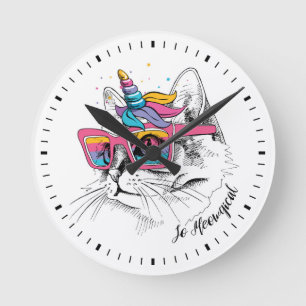 Caticorn   So Meowgical Round Clock