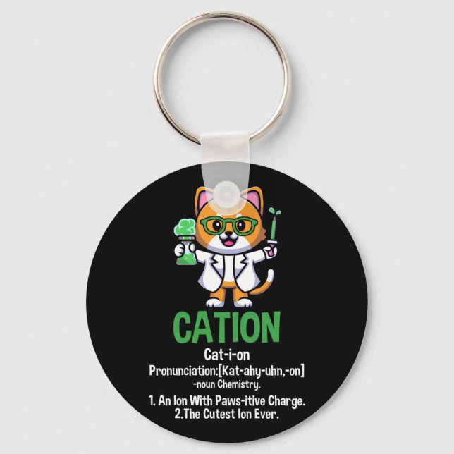 Cation Cute Science Pawsitive Element Chemistry Key Ring (Front)