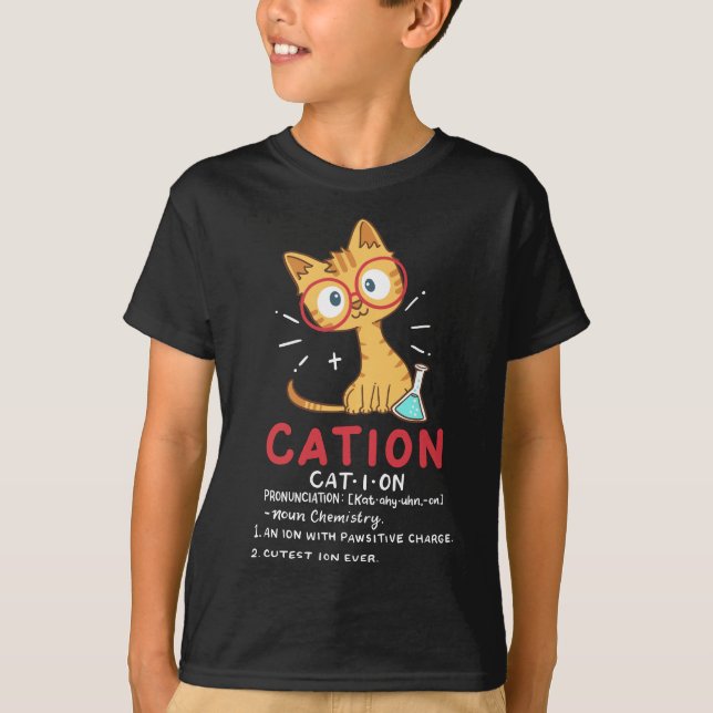 Cation Science Cat Funny Chemistry Chemist Science T-Shirt (Front)