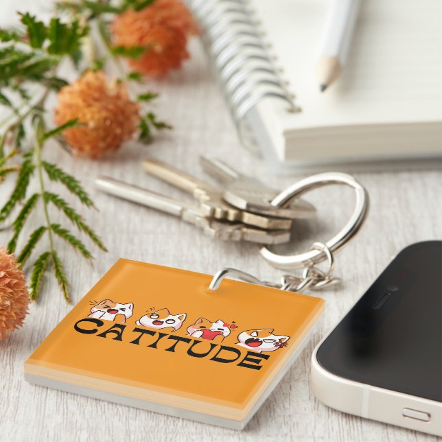 Catitude Memories – Meow Mood Keychain 🐾 (Front Right)