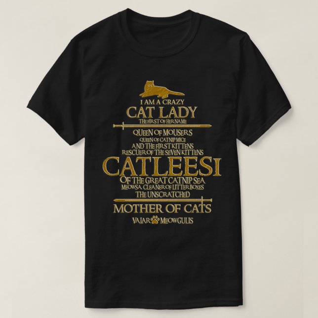 Catleesi Mother of Cats  T-Shirt (Design Front)
