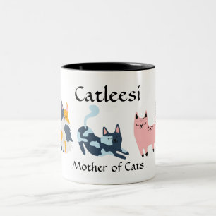 Catleesi, Mother of Cats Two-Tone Coffee Mug