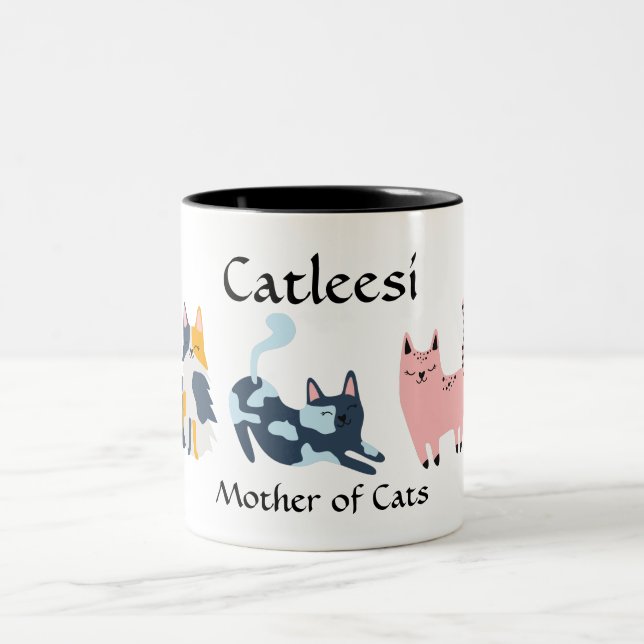 Catleesi, Mother of Cats Two-Tone Coffee Mug (Center)
