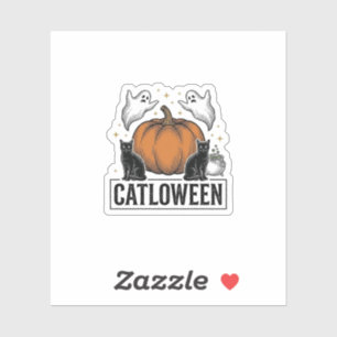 Catloween Black Cat Ghost Halloween Vector Design_