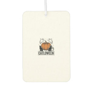 Catloween Black Cat Ghost Halloween Vector Design_ Car Air Freshener