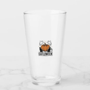 Catloween Black Cat Ghost Halloween Vector Design_ Glass