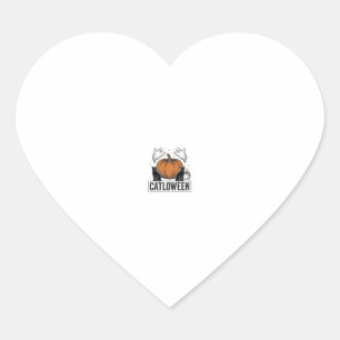 Catloween Black Cat Ghost Halloween Vector Design_ Heart Sticker