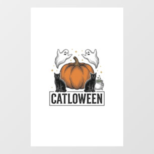 Catloween Black Cat Ghost Halloween Vector Design_ Window Cling