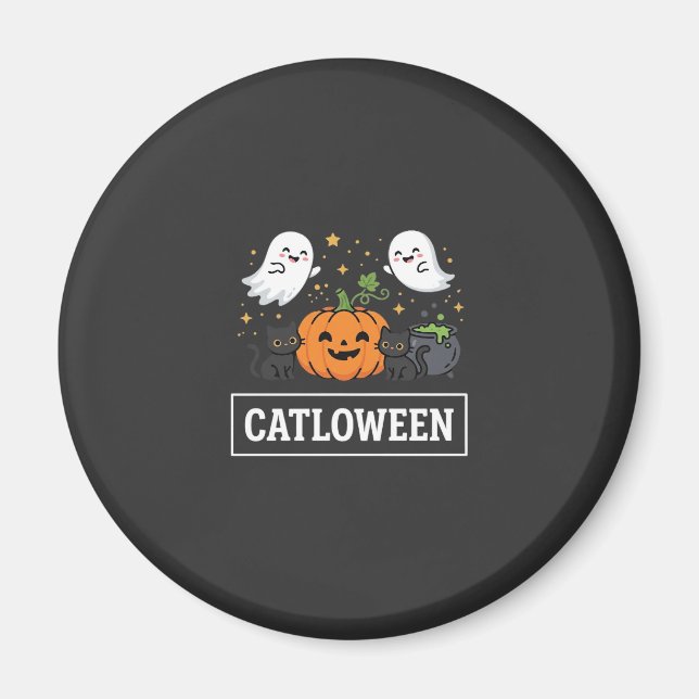 Catloween Cute Ghost Cat Halloween Design_1 Magnet (Front)