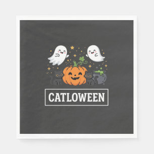 Catloween Cute Ghost Cat Halloween Design_1 Napkin