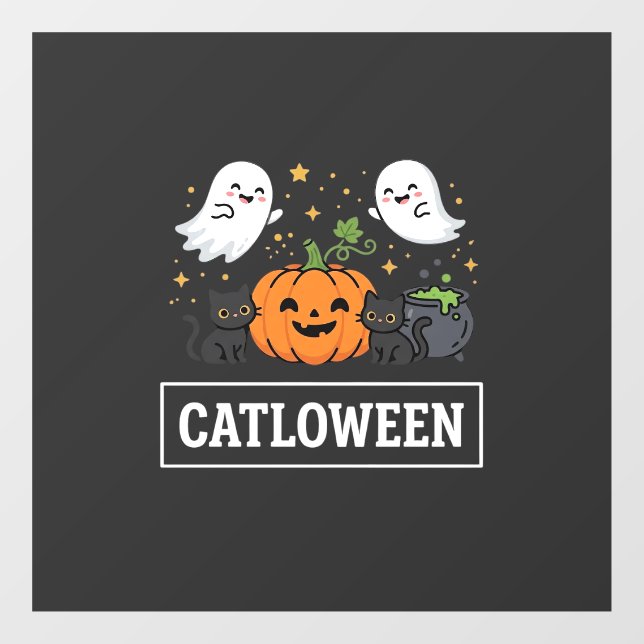 Catloween Cute Ghost Cat Halloween Design_1 Window Cling (Sheet)