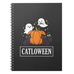 Catloween Funny Halloween Cat Ghost Pumpkin Design Notebook