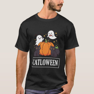 Catloween Funny Halloween Cat Ghost Pumpkin Design T-Shirt