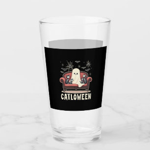 Catloween Ghost Halloween Glass