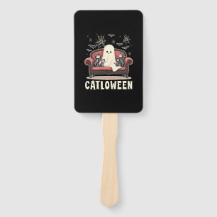 Catloween Ghost Halloween Hand Fan