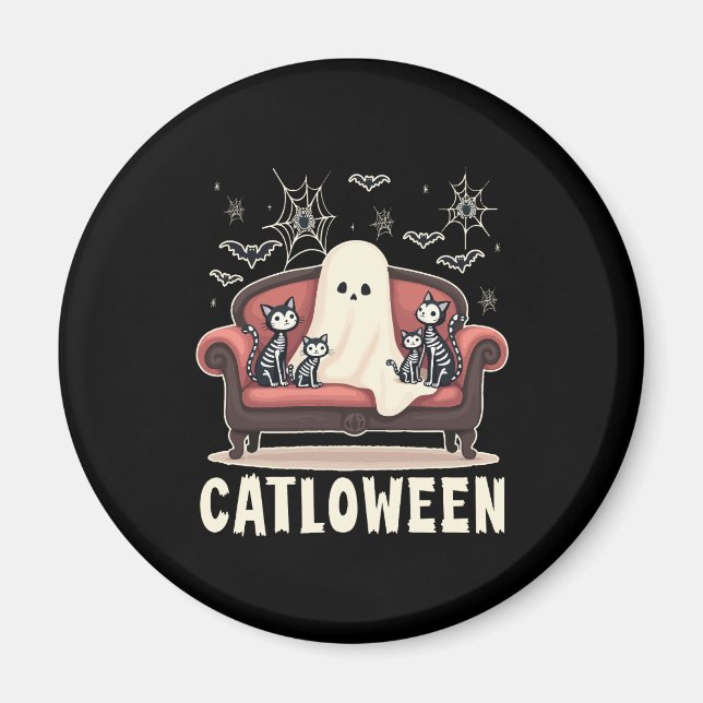 Catloween Ghost Halloween Magnet (Front)