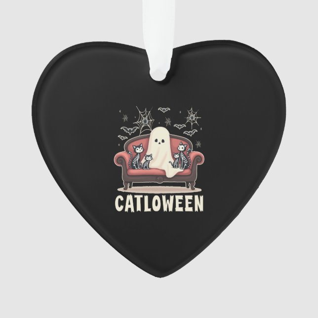 Catloween Ghost Halloween Ornament (Front)