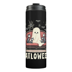 Catloween Ghost Halloween Thermal Tumbler