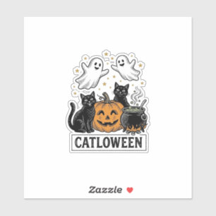 Catloween Vintage Ghost Cat Halloween Shirt Design