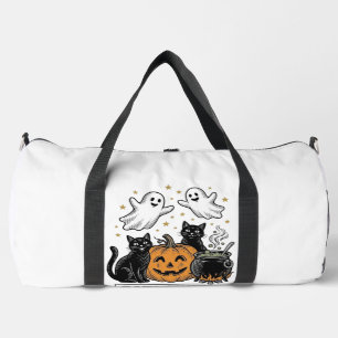 Catloween Vintage Ghost Cat Halloween Shirt Design Duffle Bag