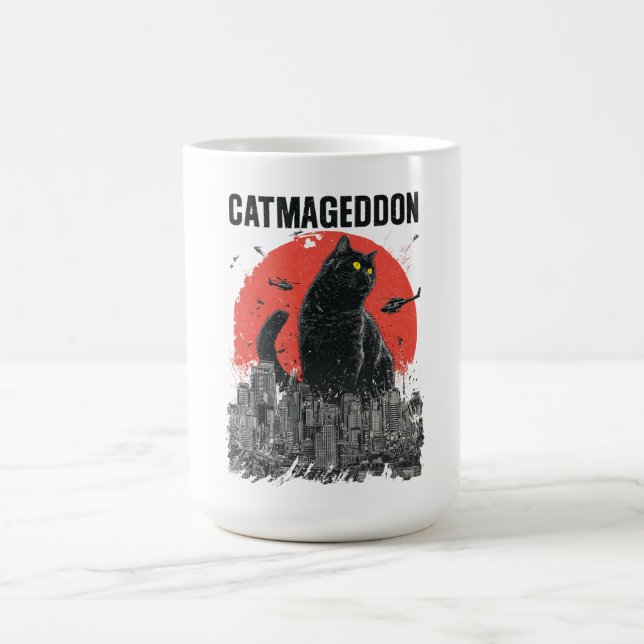 Catmageddon Giant Cat Monster City Kaiju Funny Pet Coffee Mug (Center)