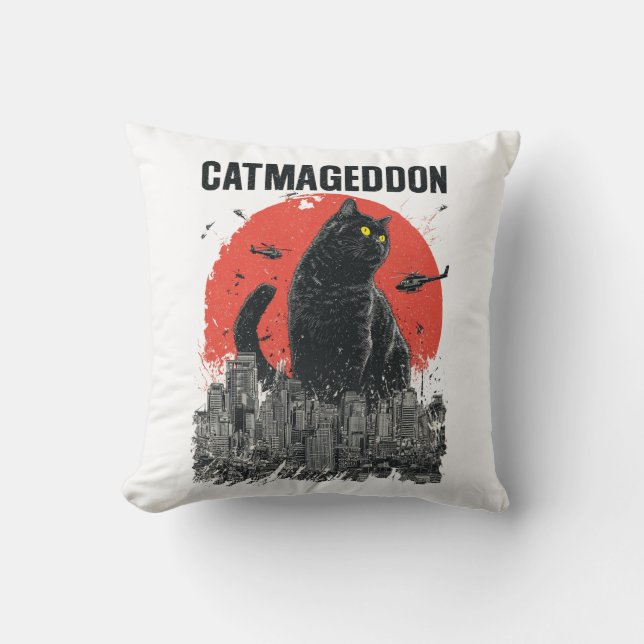 Catmageddon Giant Cat Monster City Kaiju Funny Pet Cushion (Front)