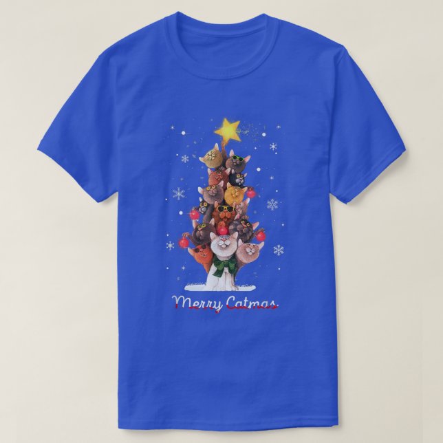 Catmas Tree Ugly Christmas Funny Xmas Cat Gift  T-Shirt (Design Front)